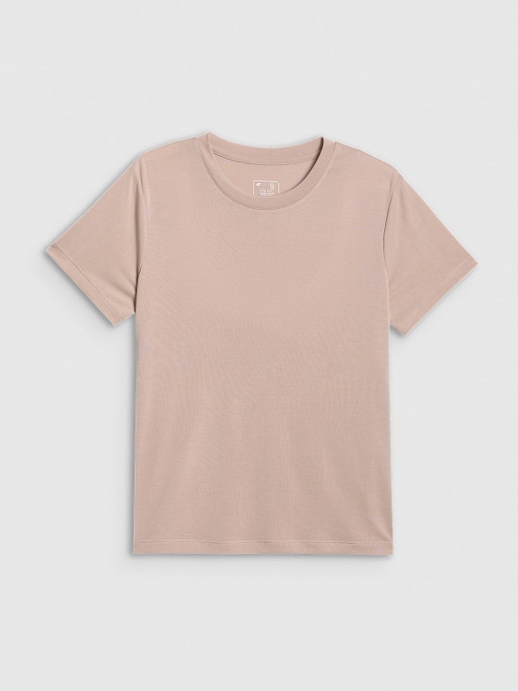 Damski t-shirt basic 4F 4FWSS26TTSHF2773 - beżowy