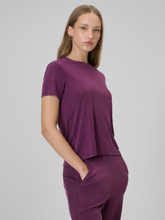 Damski t-shirt basic 4F 4FWSS26TTSHF2773 - fioletowy