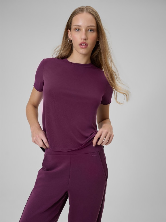 Damski t-shirt basic 4F 4FWSS26TTSHF2773 - fioletowy