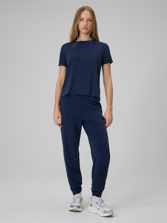 Damski t-shirt basic 4F 4FWSS26TTSHF2773 - granatowy