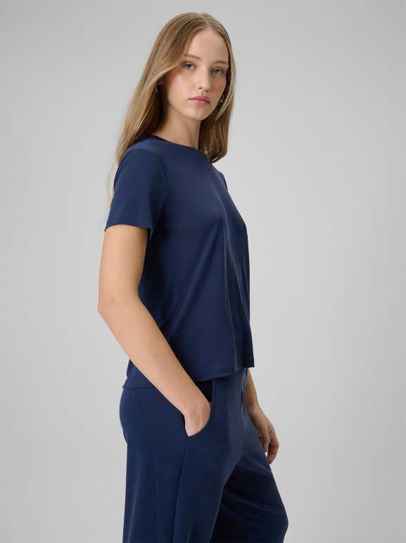 Damski t-shirt basic 4F 4FWSS26TTSHF2773 - granatowy