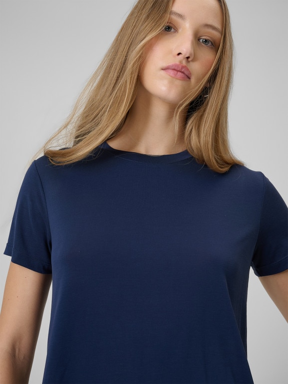 Damski t-shirt basic 4F 4FWSS26TTSHF2773 - granatowy