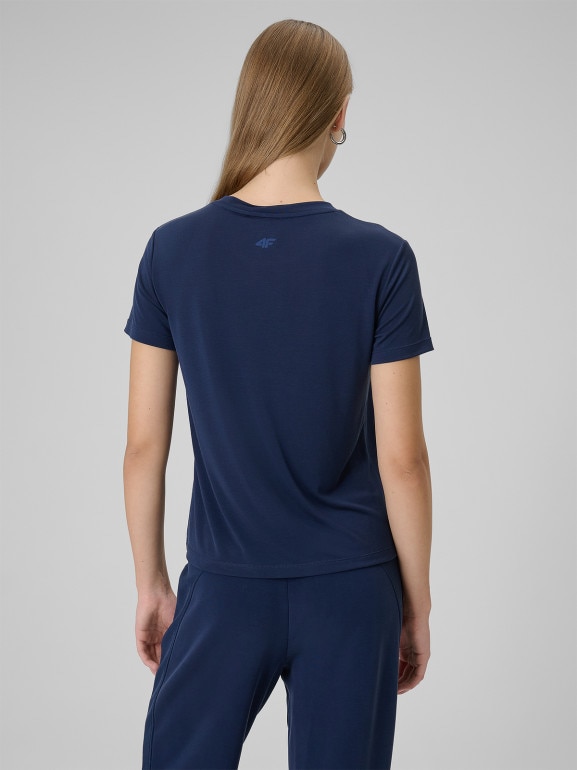 Damski t-shirt basic 4F 4FWSS26TTSHF2773 - granatowy