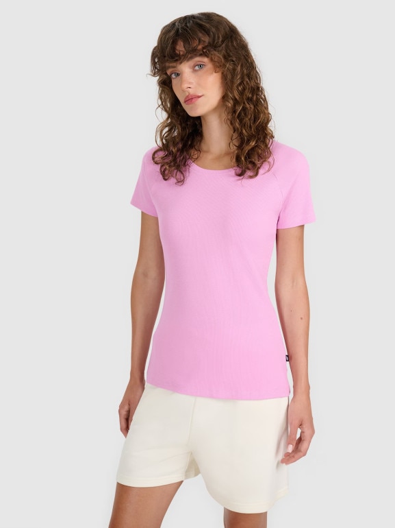 Damski t-shirt bez nadruku 4F 4FRSS25TTSHF2790 - różowy