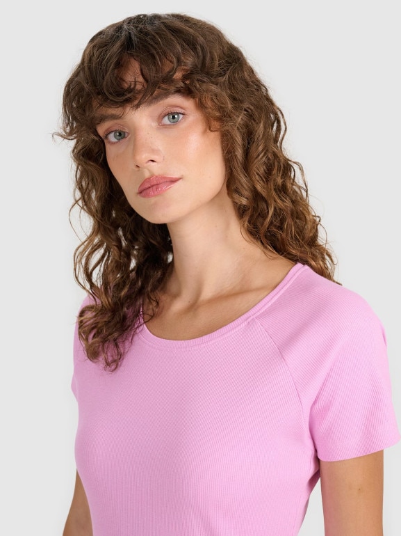 Damski t-shirt bez nadruku 4F 4FRSS25TTSHF2790 - różowy