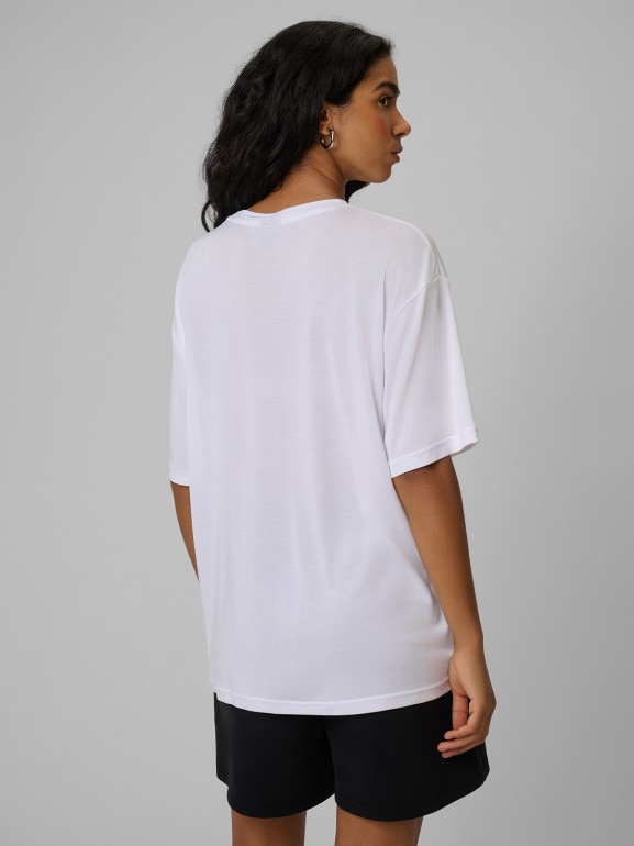 Damski t-shirt bez nadruku 4F 4FRSS26TTSHF4262 - biały
