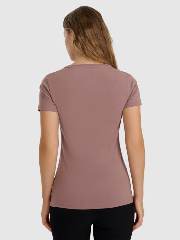 Damski t-shirt bez nadruku 4F 4FWAW25TTSHF2972 - beżowy