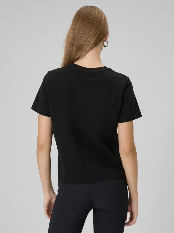 Damski t-shirt boxy z nadrukiem 4F 4FWSS26TTSHF2738 - czarny