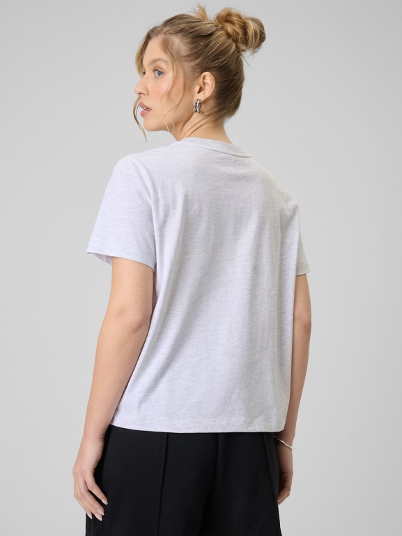 Damski t-shirt boxy z nadrukiem 4F 4FWSS26TTSHF2738 - szary