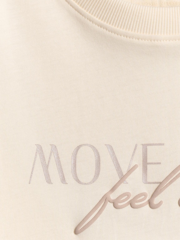 Damski t-shirt boxy z nadrukiem 4F 4FWSS26TTSHF2743 - beżowy