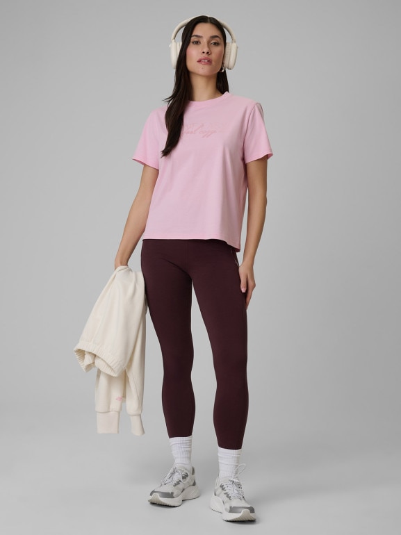 Damski t-shirt boxy z nadrukiem 4F 4FWSS26TTSHF2743 - różowy