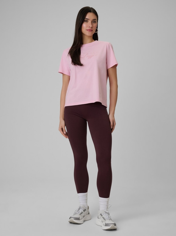 Damski t-shirt boxy z nadrukiem 4F 4FWSS26TTSHF2743 - różowy