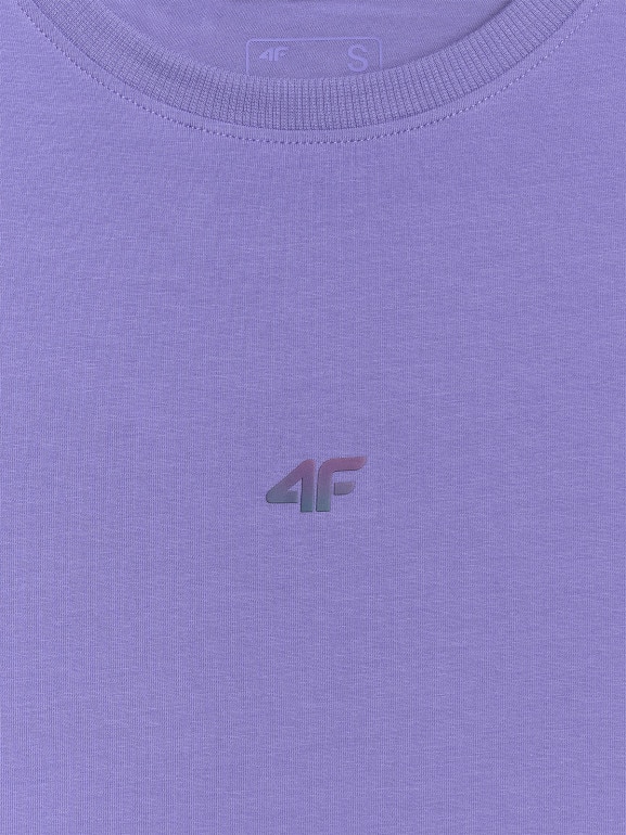 Damski t-shirt crop top 4F 4FWAW25TTSHF2971 - fioletowy