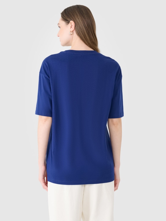 Damski t-shirt oversize 4F 4FRSS25TTSHF2694 - granatowy