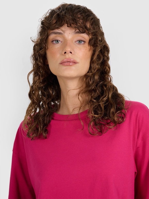 Damski t-shirt oversize 4F 4FWAW25TTSHF2350 - różowy