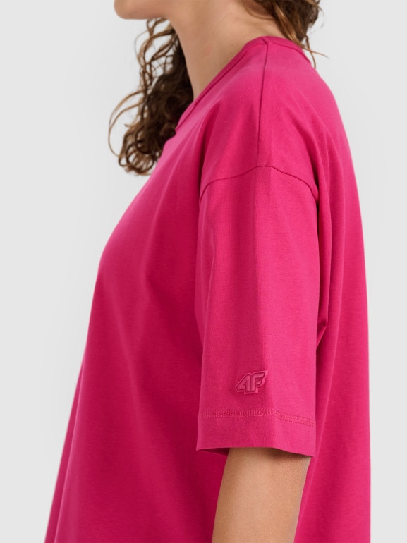 Damski t-shirt oversize 4F 4FWAW25TTSHF2350 - różowy