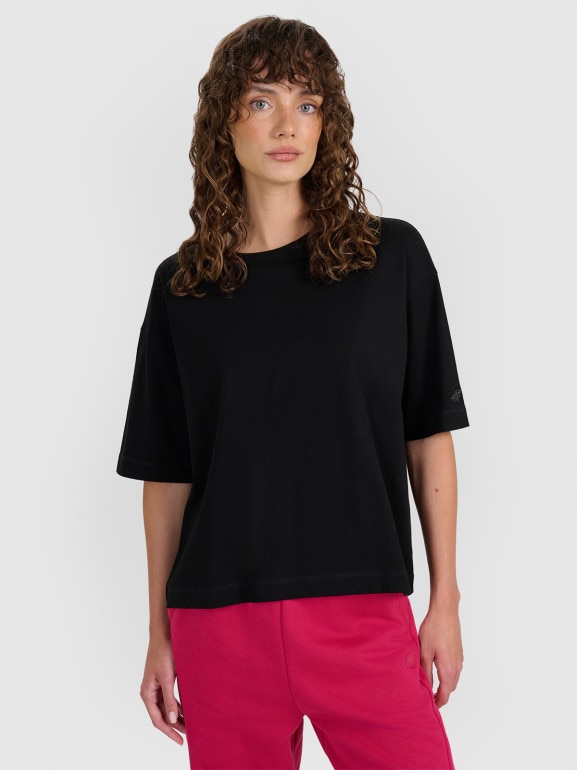 Damski t-shirt oversize 4F 4FWAW25TTSHF2350 - czarny