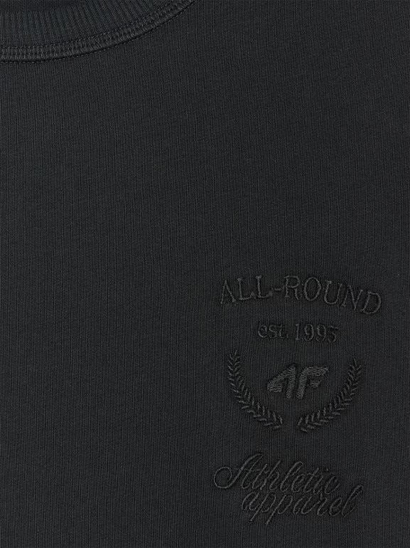 Damski t-shirt oversize z nadrukiem 4F 4FRSS25TTSHF2979 - czarny