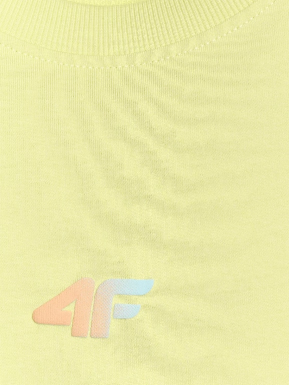 Damski t-shirt oversize z nadrukiem 4F 4FRSS25TTSHF3163 - żółty