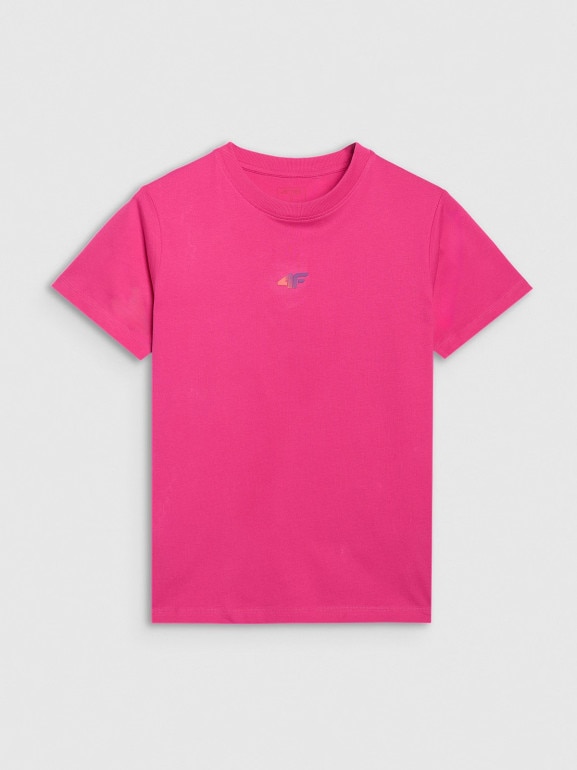 Damski t-shirt oversize z nadrukiem 4F 4FRSS25TTSHF3163 - różowy
