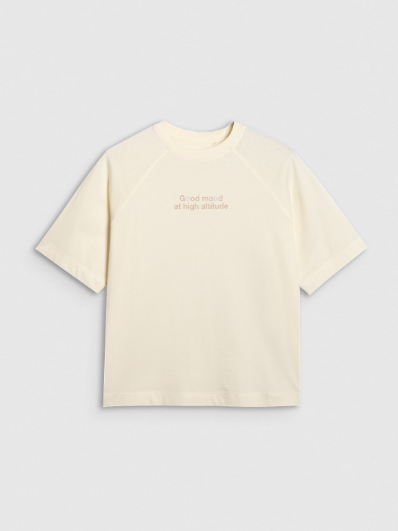 Damski t-shirt oversize z nadrukiem 4F 4FWAW25TTSHF2323 - biały