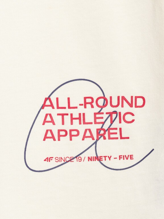 Damski t-shirt oversize z nadrukiem 4F 4FWSS25TTSHF1971 - biały