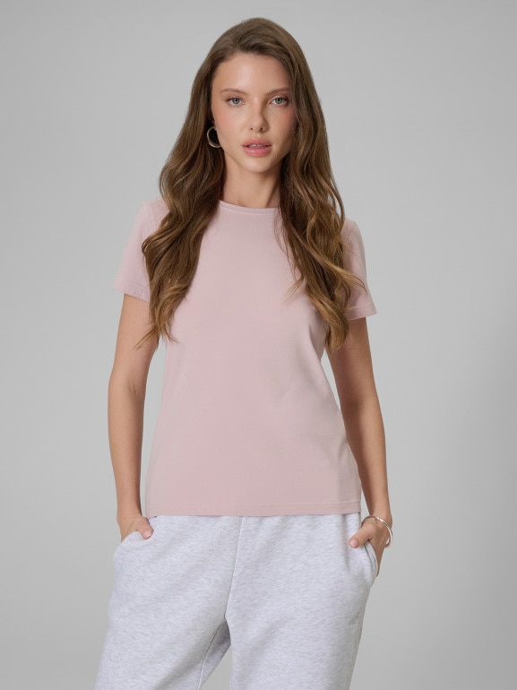 Damski t-shirt slim 4F 4FRSS26TTSHF3628 - różowy