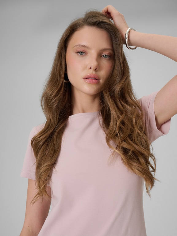 Damski t-shirt slim 4F 4FRSS26TTSHF3628 - różowy