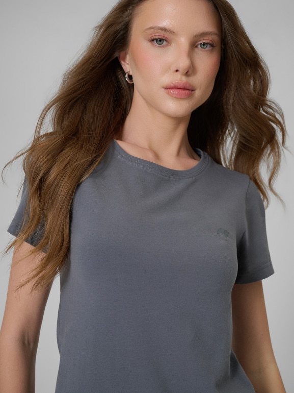 Damski t-shirt slim 4F 4FRSS26TTSHF3628 - szary