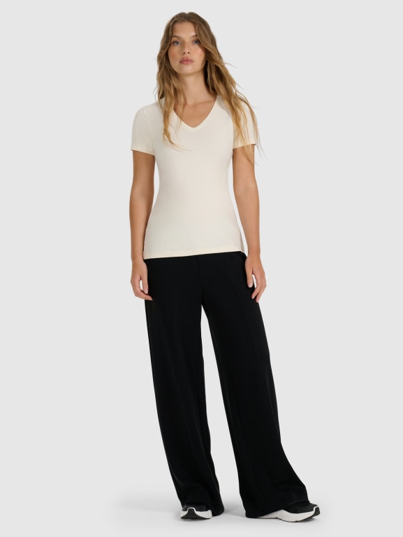 Damski t-shirt slim basic 4F 4FWAW25TTSHF2969 - beżowy