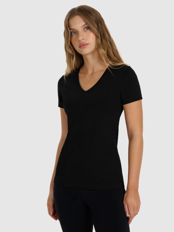 Damski t-shirt slim basic 4F 4FWAW25TTSHF2969 - czarny