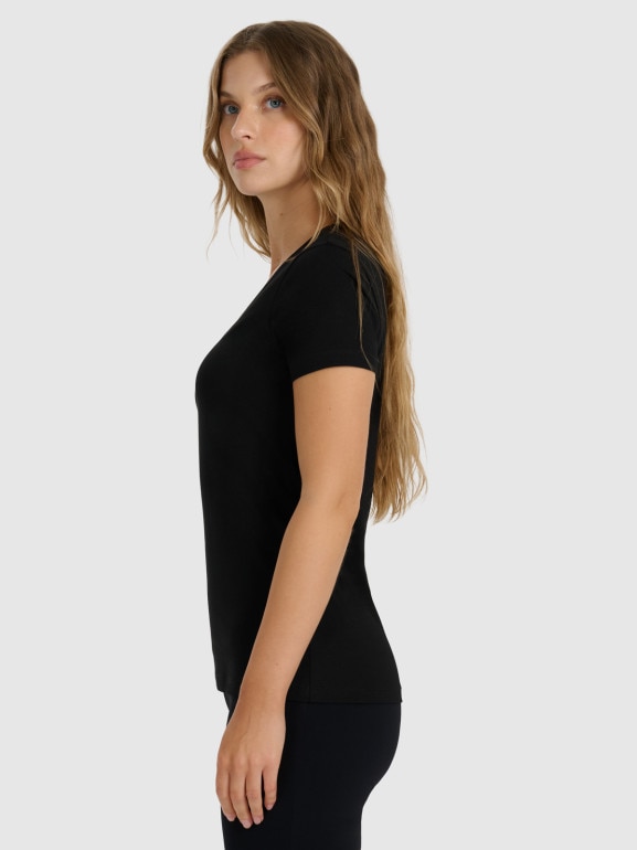 Damski t-shirt slim basic 4F 4FWAW25TTSHF2969 - czarny