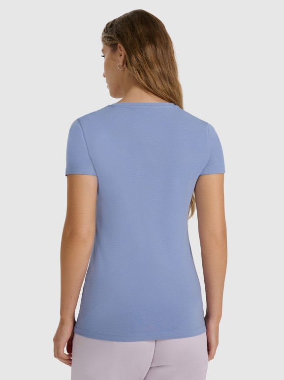 Damski t-shirt slim basic 4F 4FWAW25TTSHF2969 - niebieski