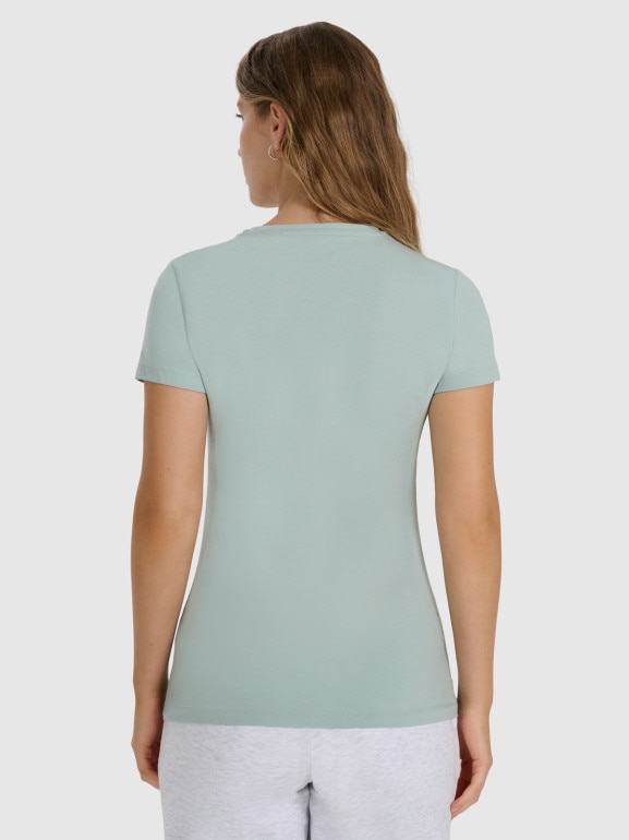 Damski t-shirt slim basic 4F 4FWAW25TTSHF2969 - zielony