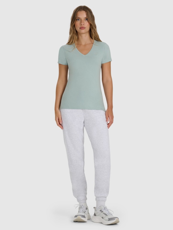 Damski t-shirt slim basic 4F 4FWAW25TTSHF2969 - zielony