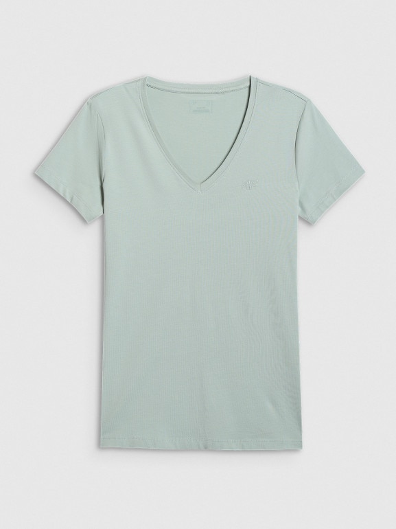 Damski t-shirt slim basic 4F 4FWAW25TTSHF2969 - zielony