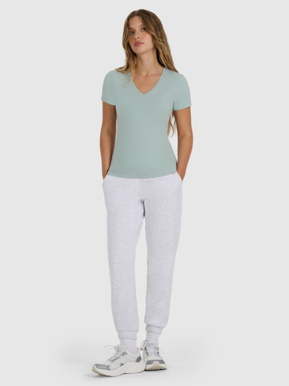 Damski t-shirt slim basic 4F 4FWAW25TTSHF2969 - zielony