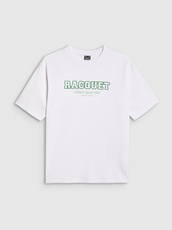 Damski t-shirt z nadrukiem 4F 4FRAW25TTSHF3158 - biały