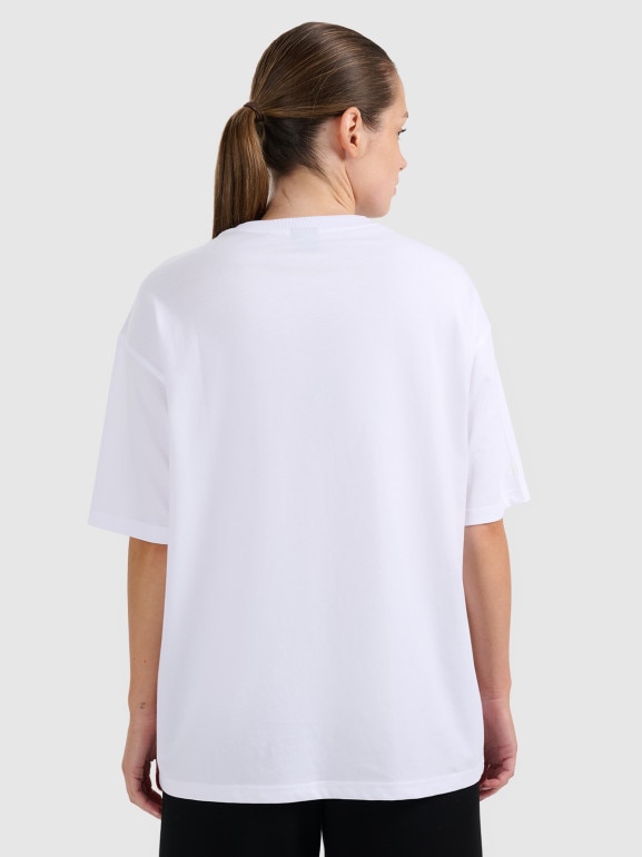 Damski t-shirt z nadrukiem 4F 4FRAW25TTSHF3158 - biały