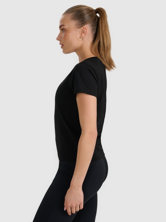 Damski t-shirt z nadrukiem 4F 4FRAW25TTSHF3228 - czarny