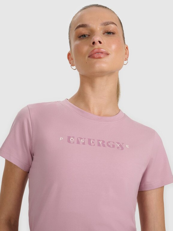 Damski t-shirt z nadrukiem 4F 4FRAW25TTSHF3228 - różowy