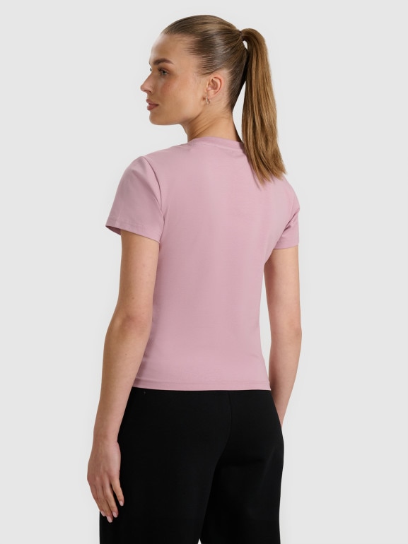 Damski t-shirt z nadrukiem 4F 4FRAW25TTSHF3228 - różowy