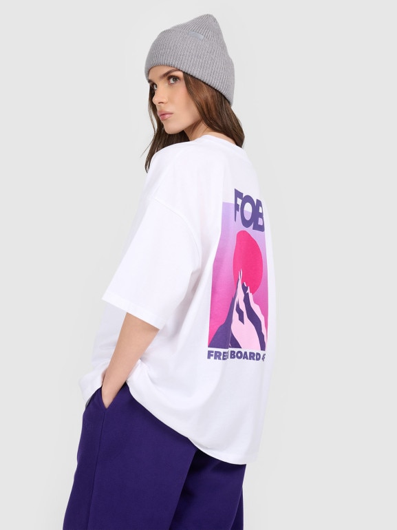 Damski t-shirt z nadrukiem 4F 4FRAW25TTSHF3402 - biały