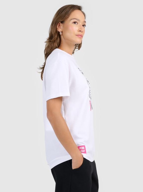 Damski t-shirt z nadrukiem 4F 4FRAW25TTSHF3790 - biały