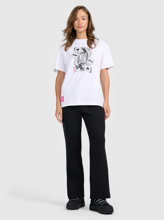 Damski t-shirt z nadrukiem 4F 4FRAW25TTSHF3790 - biały