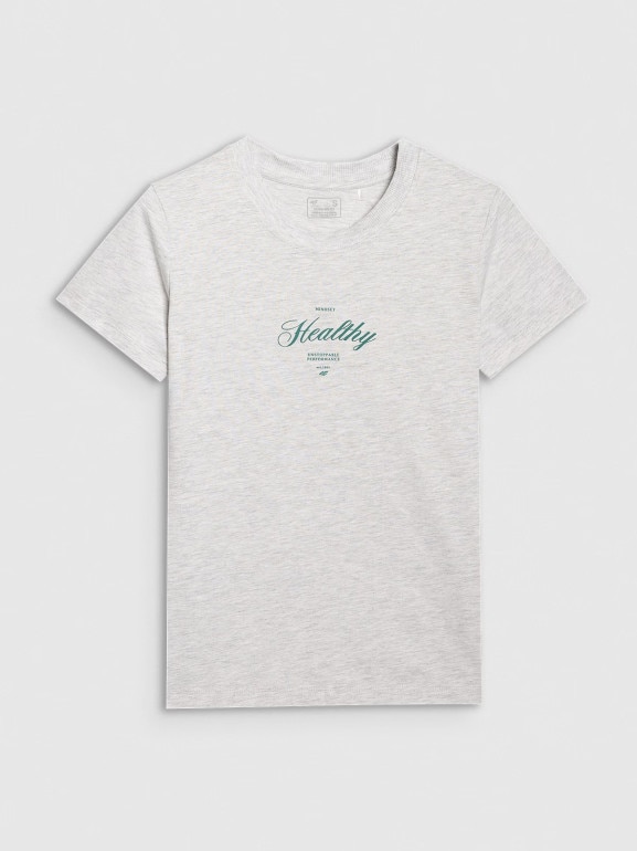 Damski t-shirt z nadrukiem 4F 4FRSS25TTSHF2780 - szary