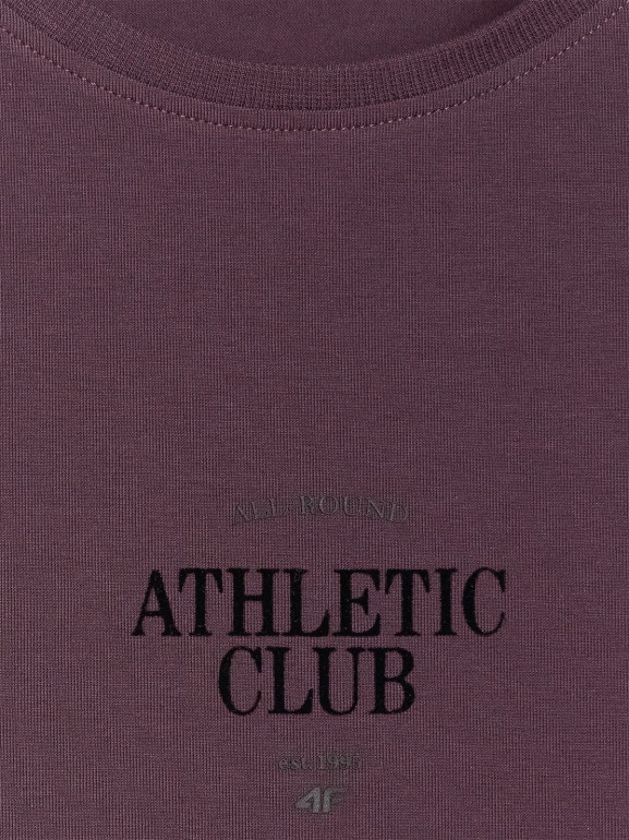 Damski t-shirt z nadrukiem 4F 4FRSS25TTSHF2978 - fioletowy