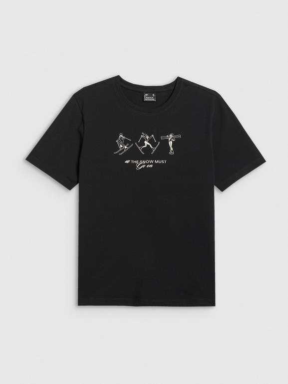 Damski t-shirt z nadrukiem 4F 4FRSS26TTSHF3447 - czarny