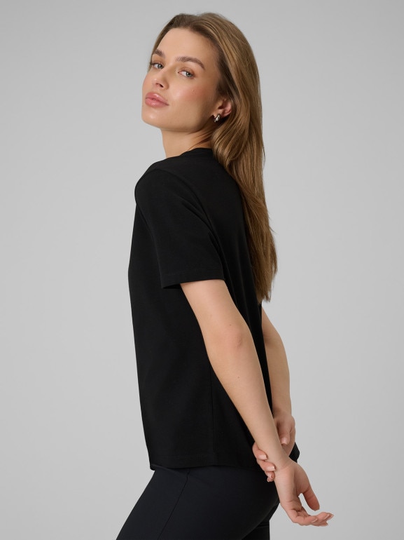 Damski t-shirt z nadrukiem 4F 4FRSS26TTSHF3447 - czarny