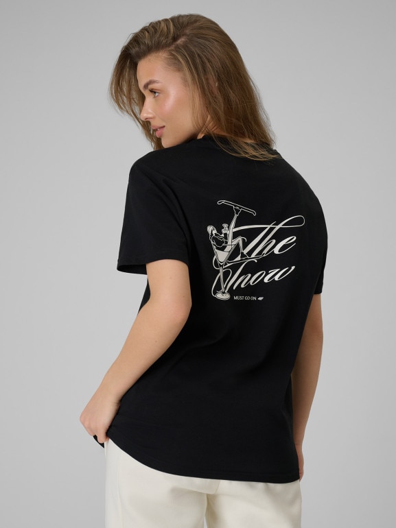 Damski t-shirt z nadrukiem 4F 4FRSS26TTSHF3449 - czarny